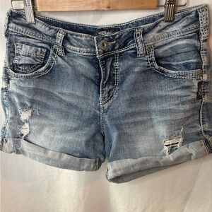 Silver Jeans Co. Denim Blue Women's Distressed Shorts